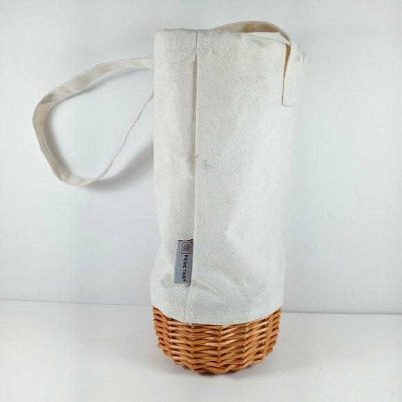 MALBEC INSULATED CANVAS &WILLOW WINE BOTTLE BASKET - Picture 1 of 6